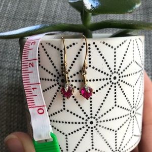 Ruby and gold heart earrings.